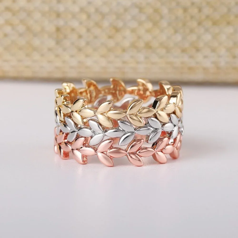 😍Fashion Leaf Rose Gold Plated Simple Ring for Women/Girl, K944_4